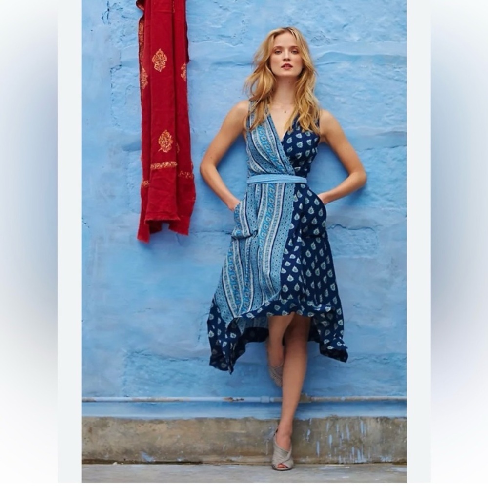 Maeve Boho Paisley Faux Wrap Wedding Guest Dress size 6